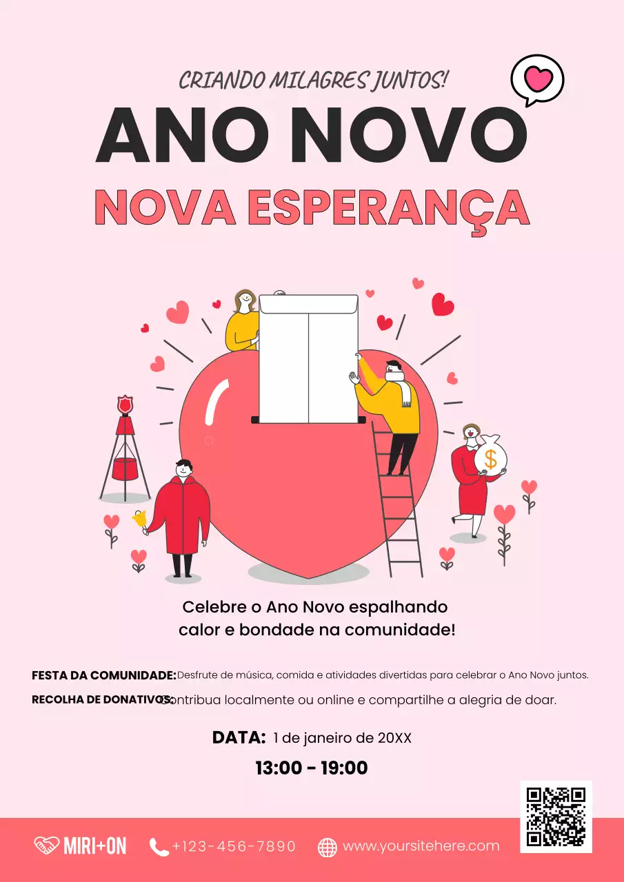 convite para evento comunitário rosa moderno