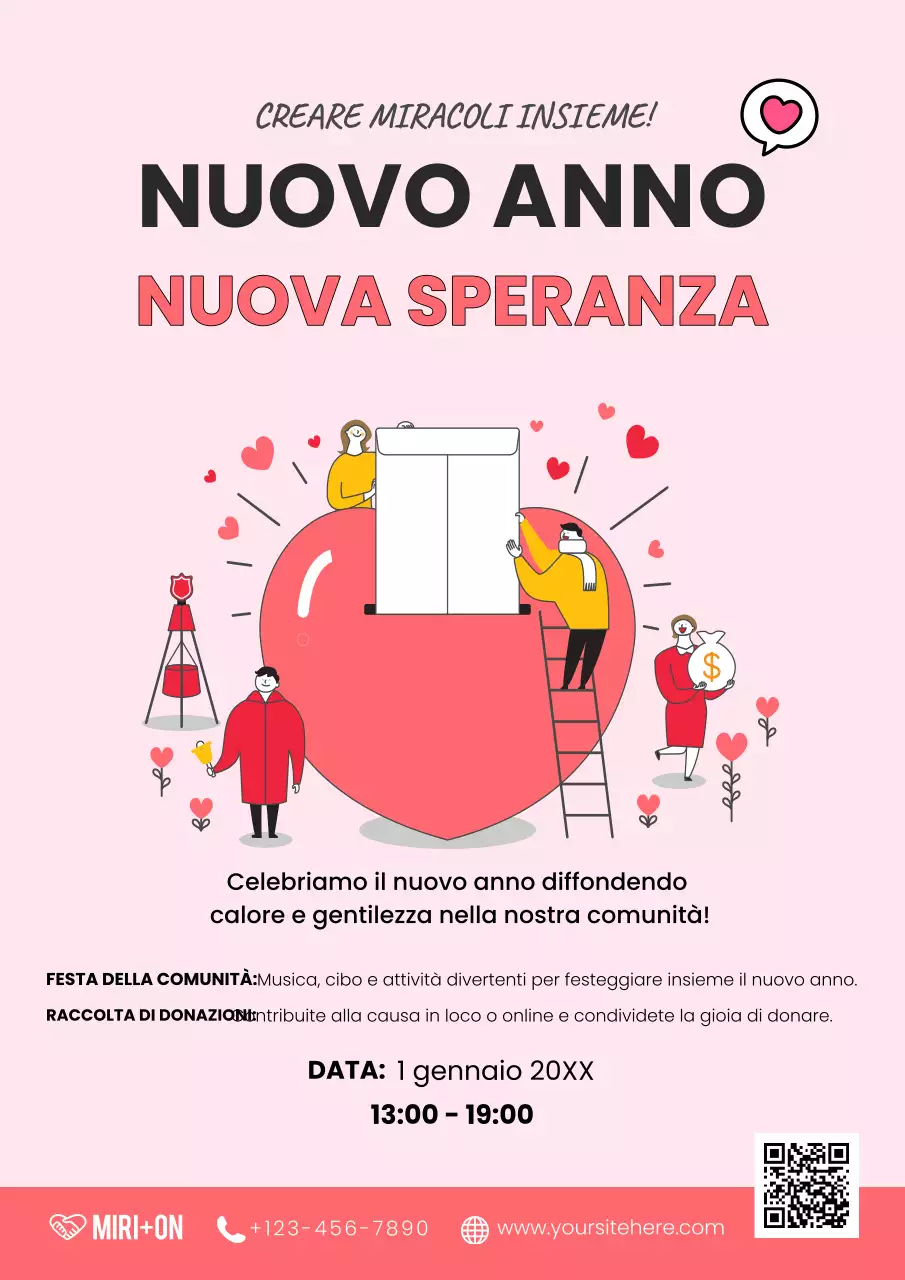 invito a un evento comunitario moderno e rosa