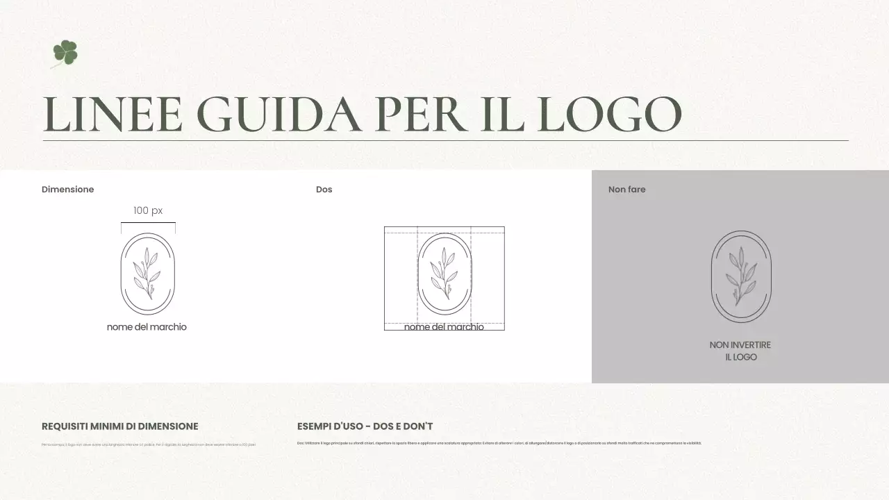 linea guida del marchio minimalista sage