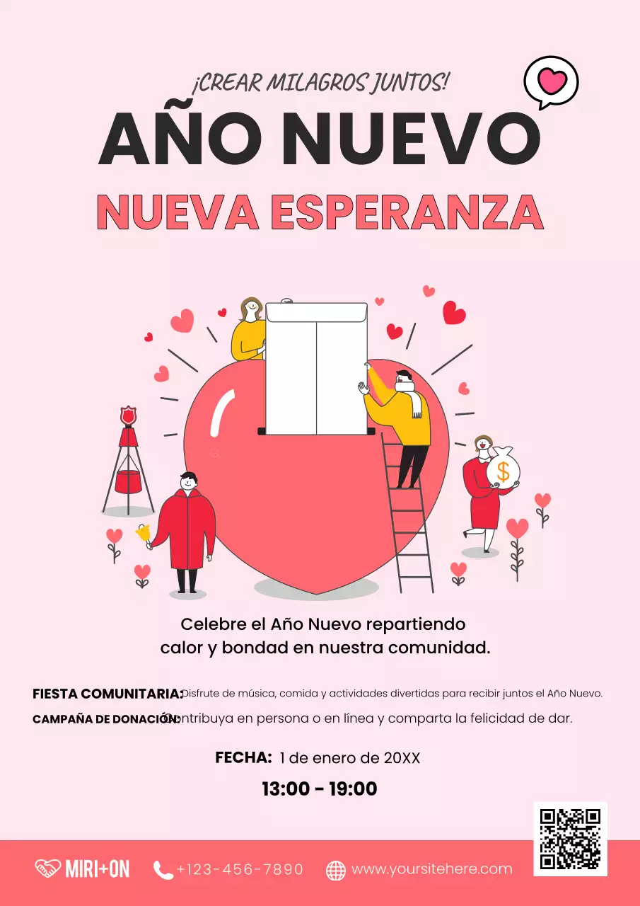 invitación a un acto comunitario moderno de color rosa