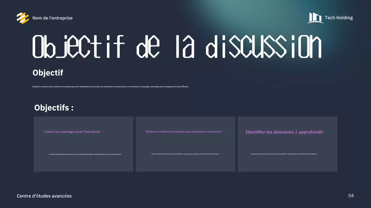 présentation de la conférence blue modern