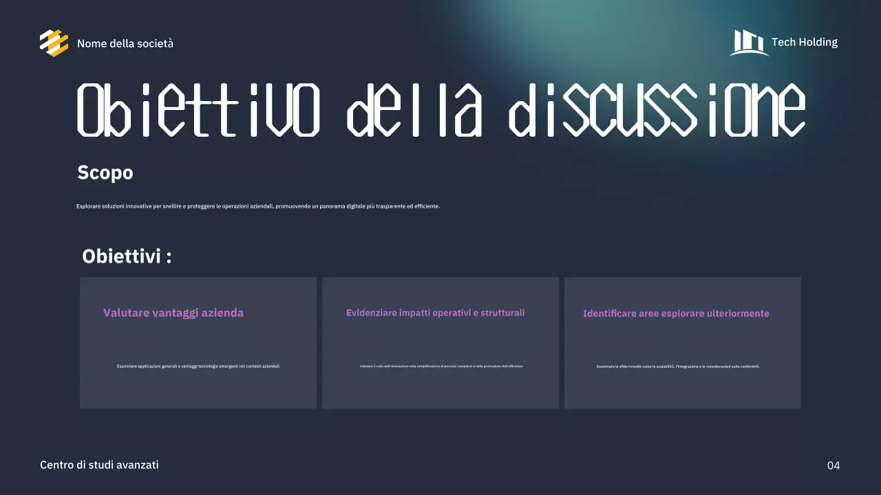 presentazione della conferenza blue modern