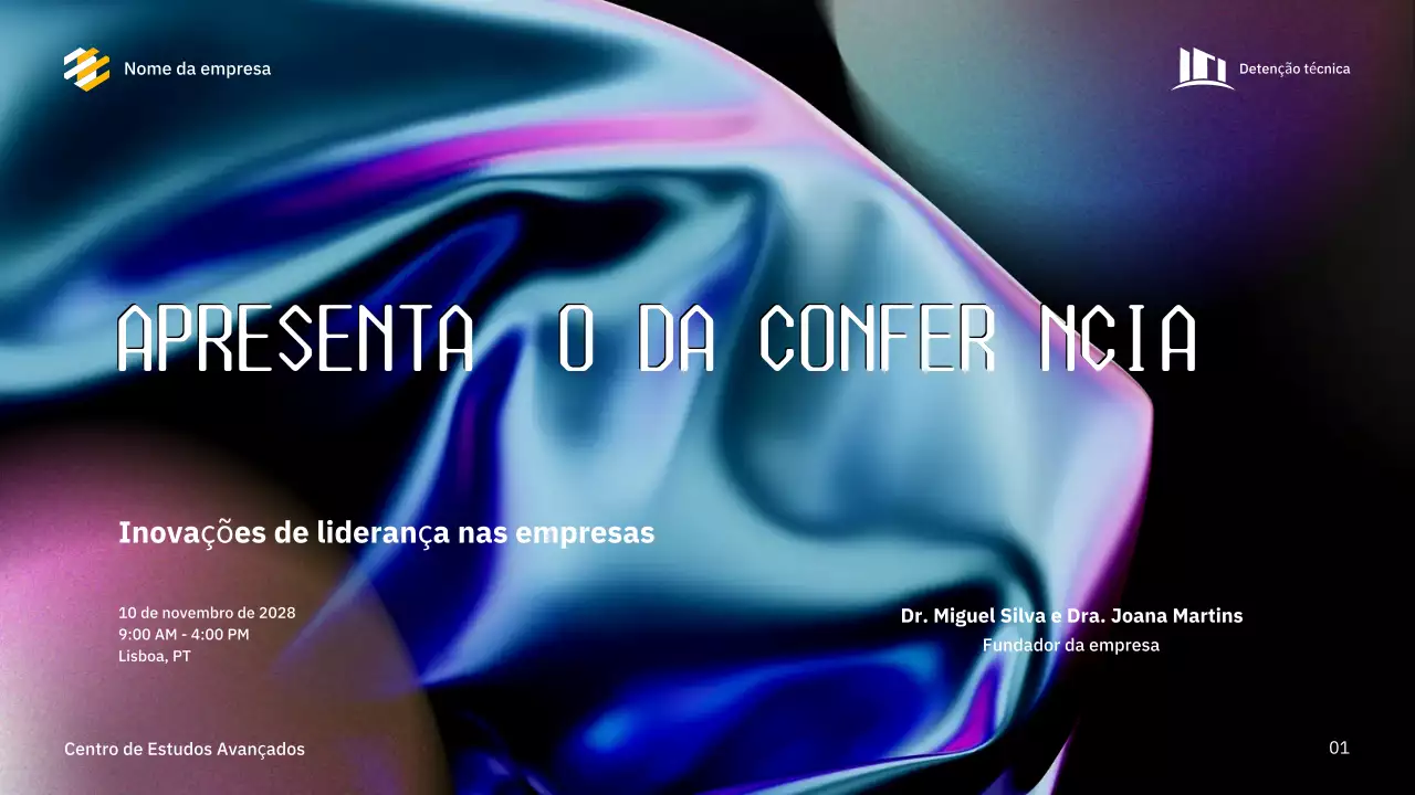 apresentação da conferência blue modern