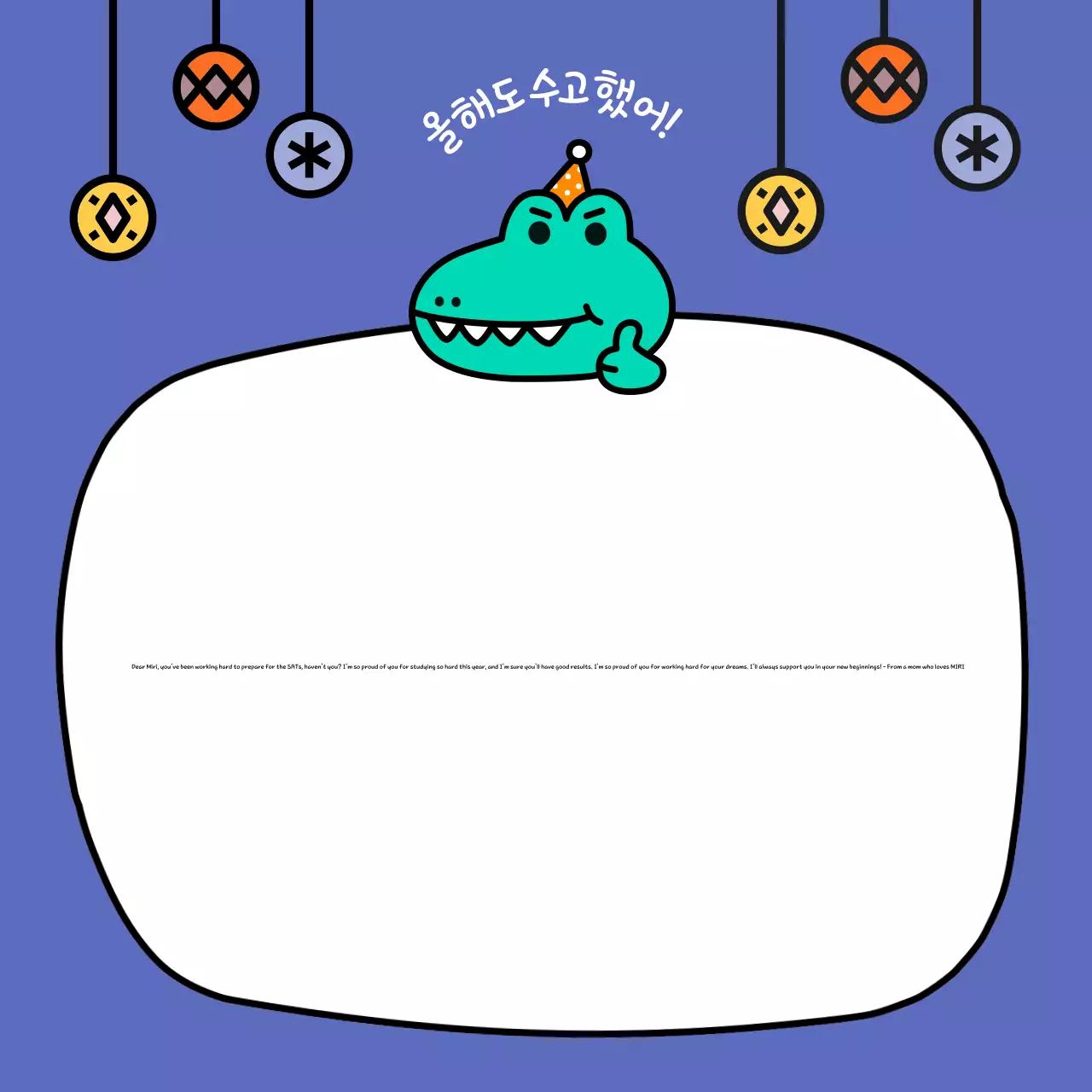 Thẻ chúc mừng truyện tranh màu xanh lam Bài đăng trên mạng xã hội