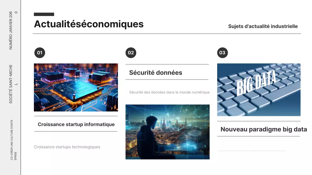 Lettre d'information d'entreprise moderne en noir et blanc