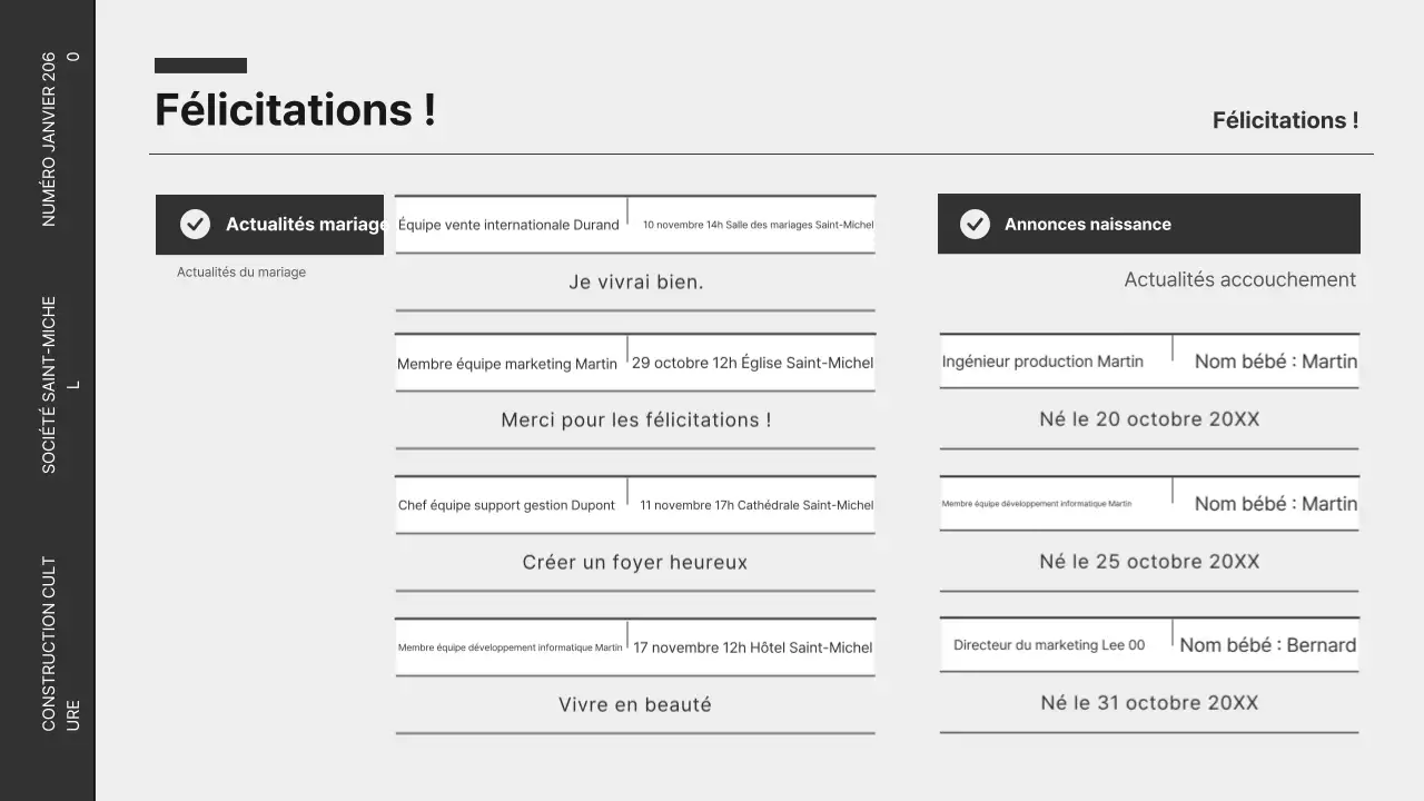 Lettre d'information d'entreprise moderne en noir et blanc