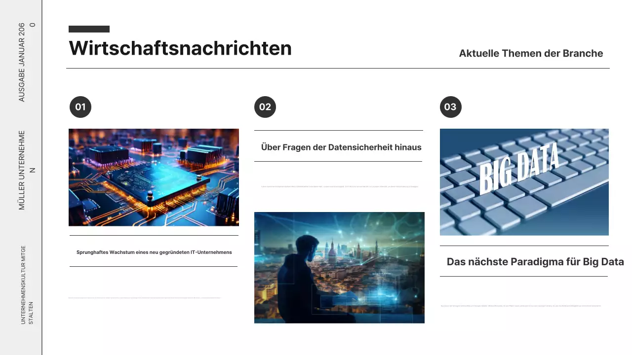 Schwarzer und weißer moderner Corporate Newsletter