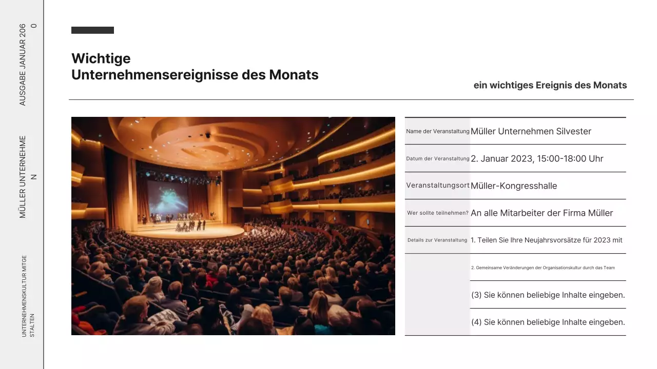 Schwarzer und weißer moderner Corporate Newsletter