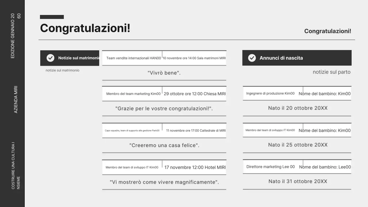 Newsletter aziendale moderna in bianco e nero