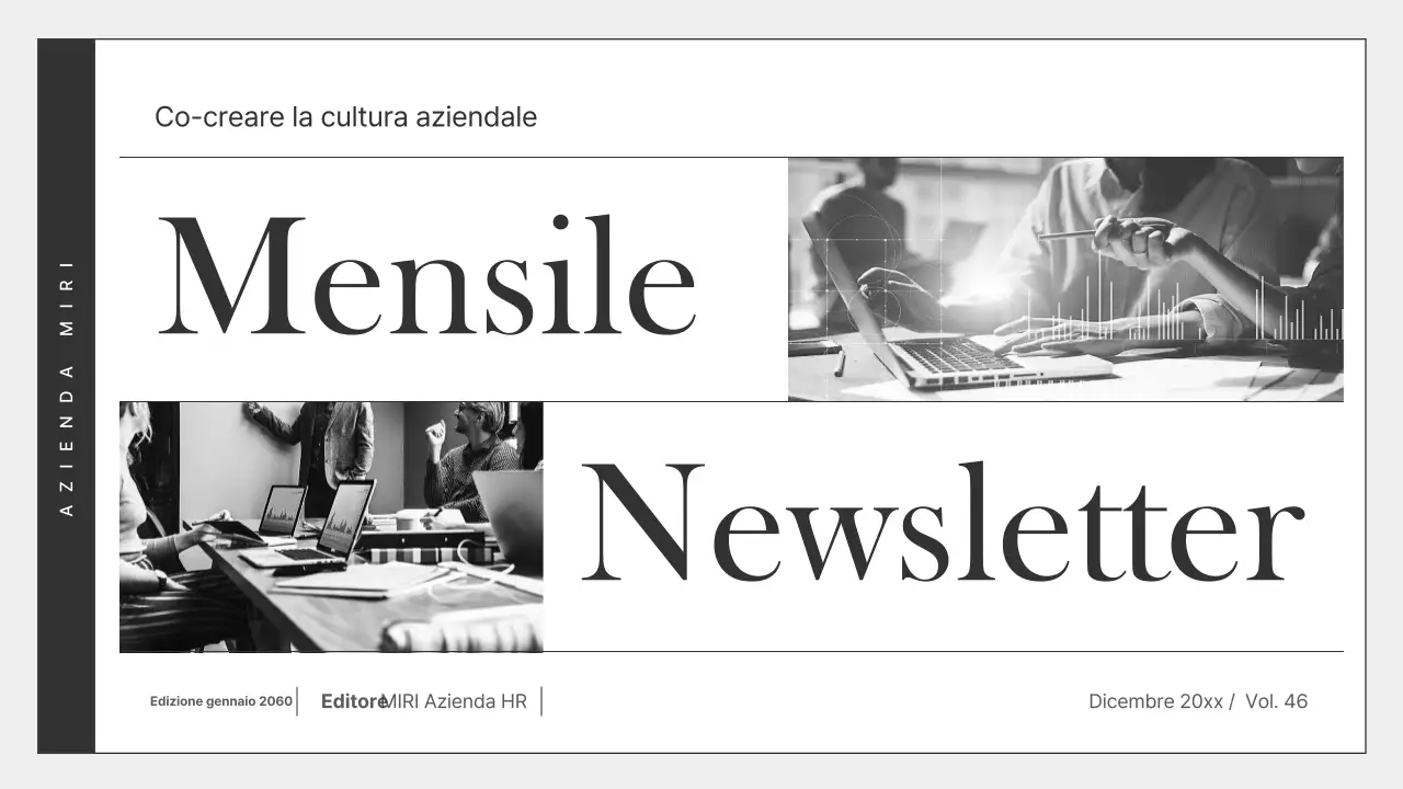 Newsletter aziendale moderna in bianco e nero