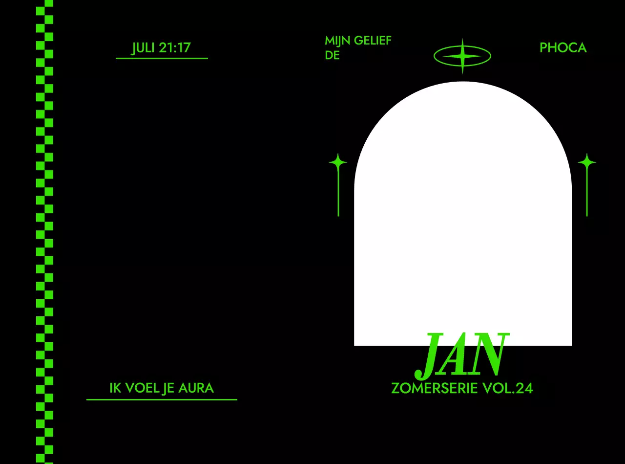 Frame met stijlvolle typografie op een zwarte achtergrond