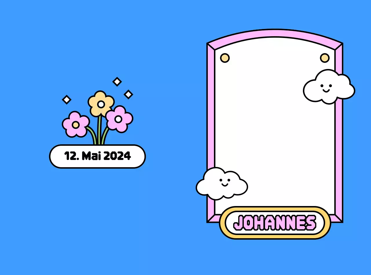 Andenkenrahmen mit blauer Illustration