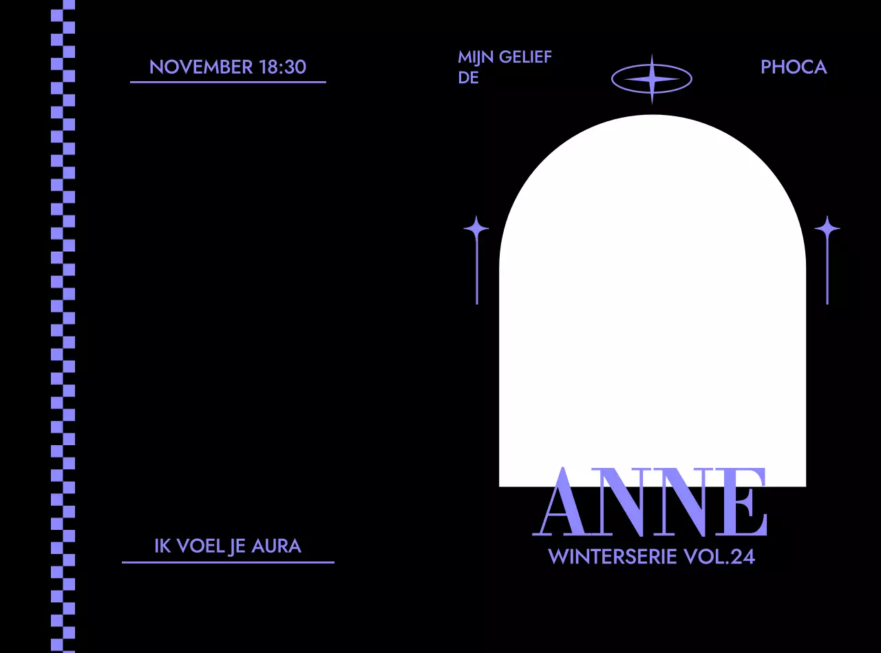 Frame met stijlvolle typografie op een zwarte achtergrond