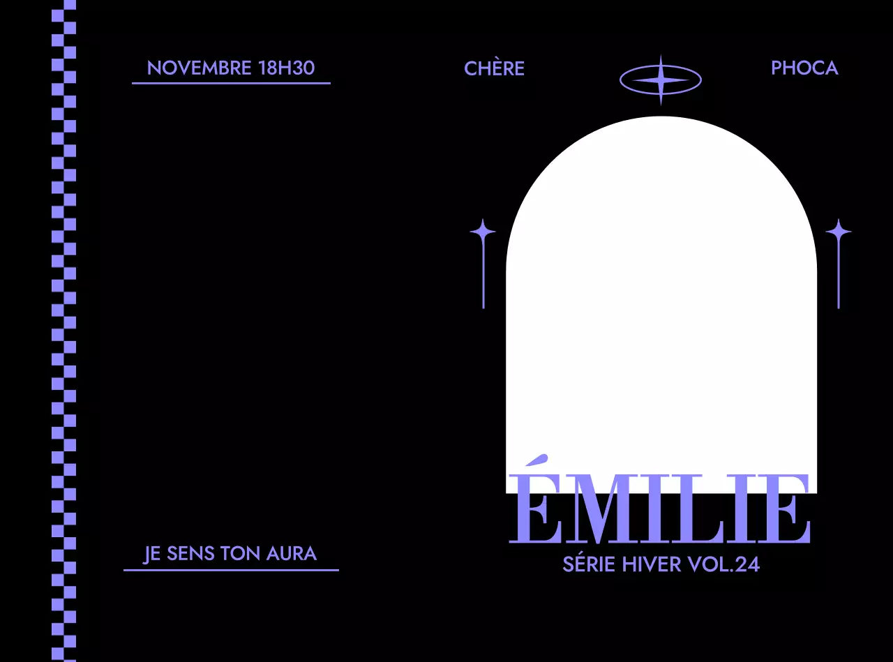 Cadre avec typographie stylisée sur fond noir