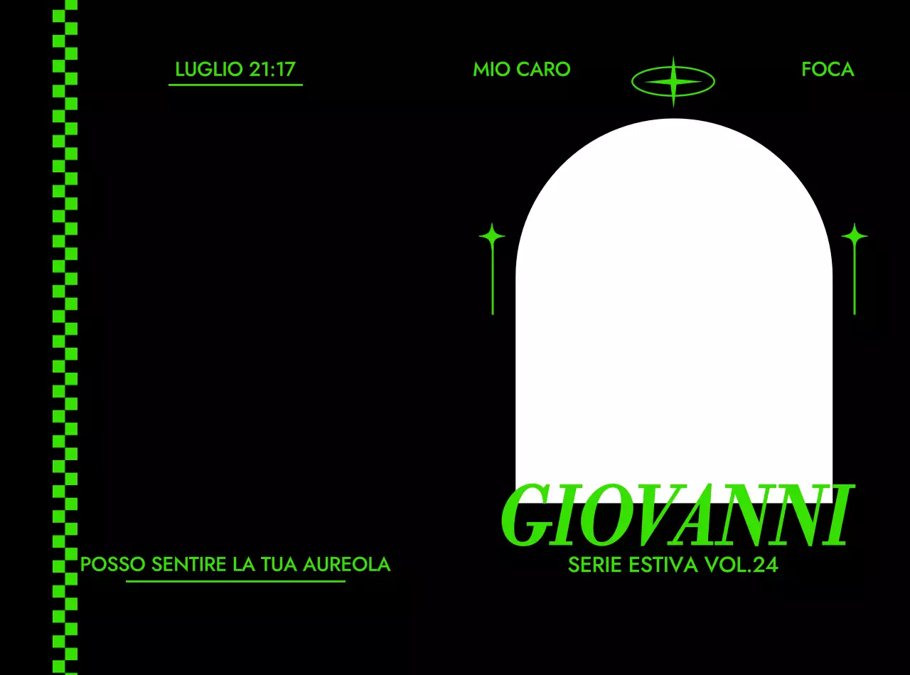 Cornice con tipografia elegante su sfondo nero