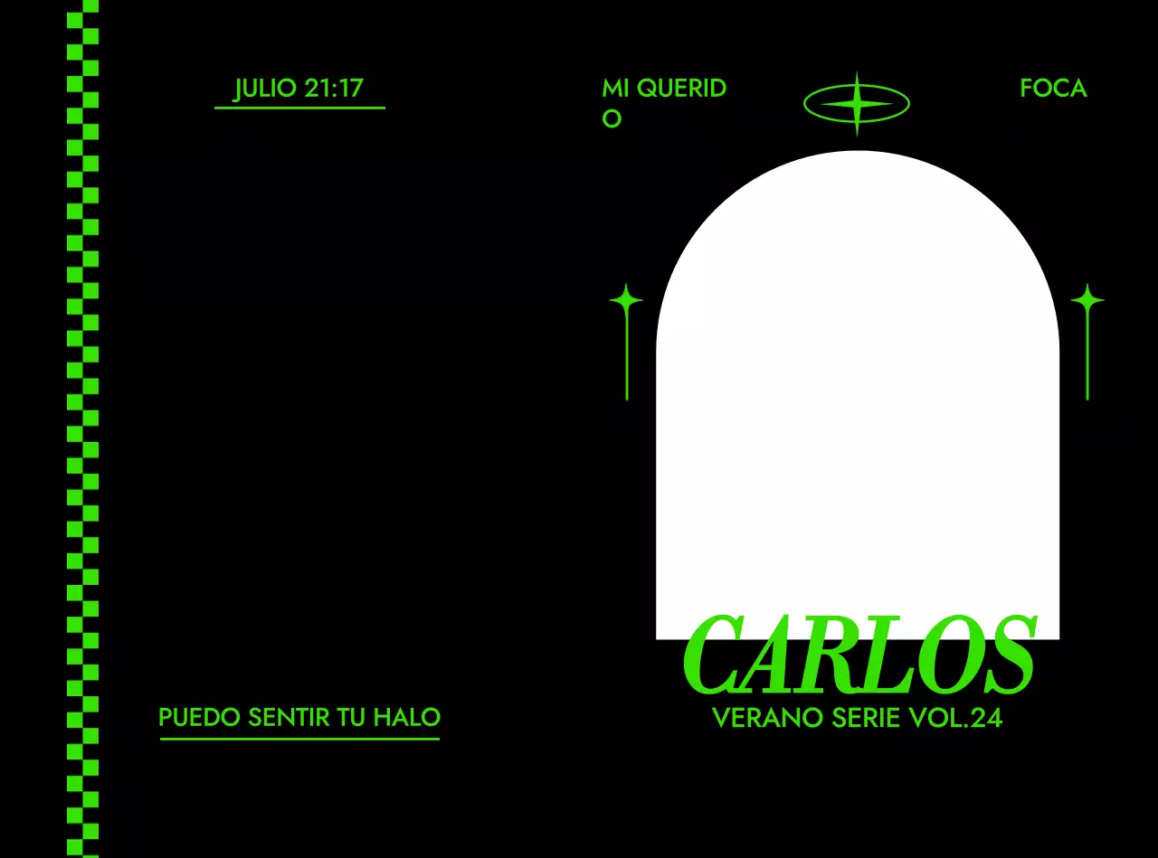 Marco con tipografía elegante sobre fondo negro