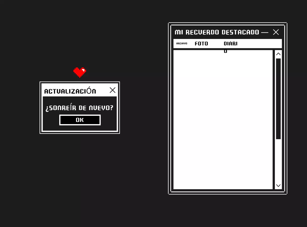 Marco de sistema informático retro con fondo negro