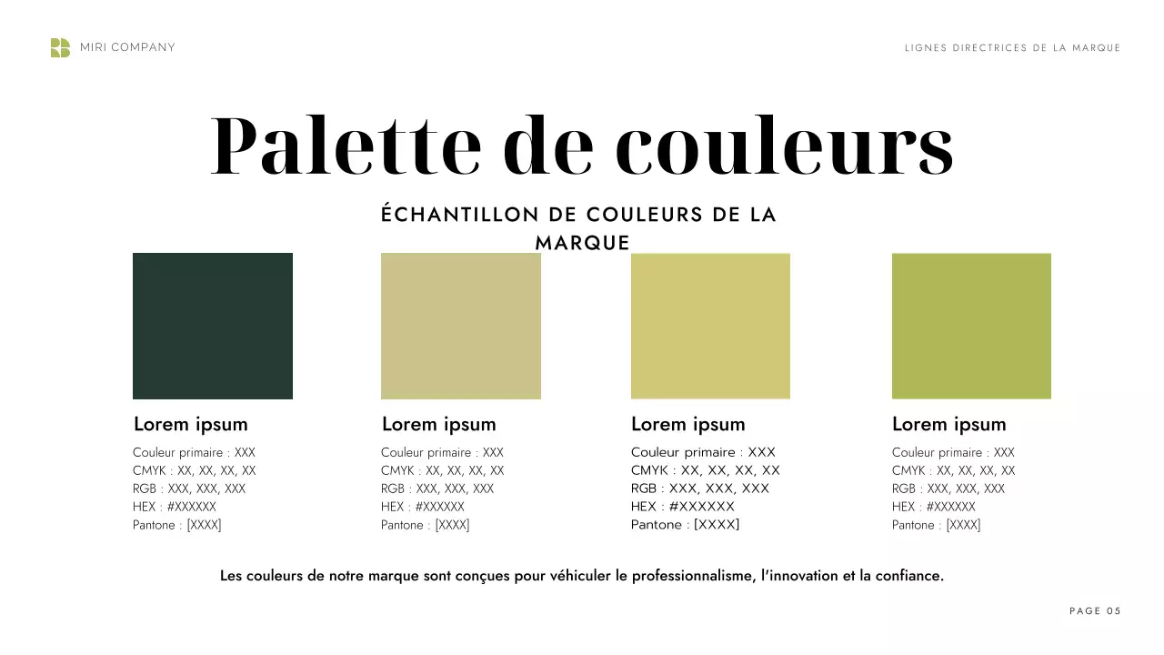 ligne directrice de la marque verte et moderne