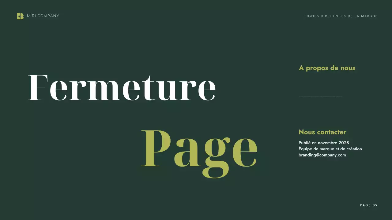 ligne directrice de la marque verte et moderne