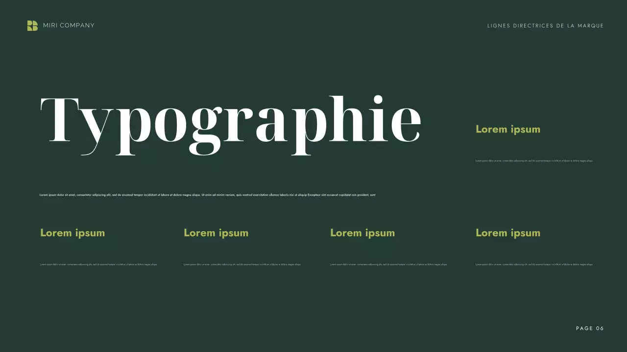 ligne directrice de la marque verte et moderne