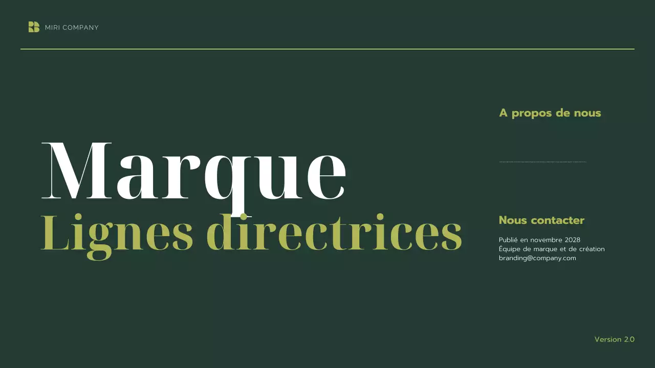 ligne directrice de la marque verte et moderne