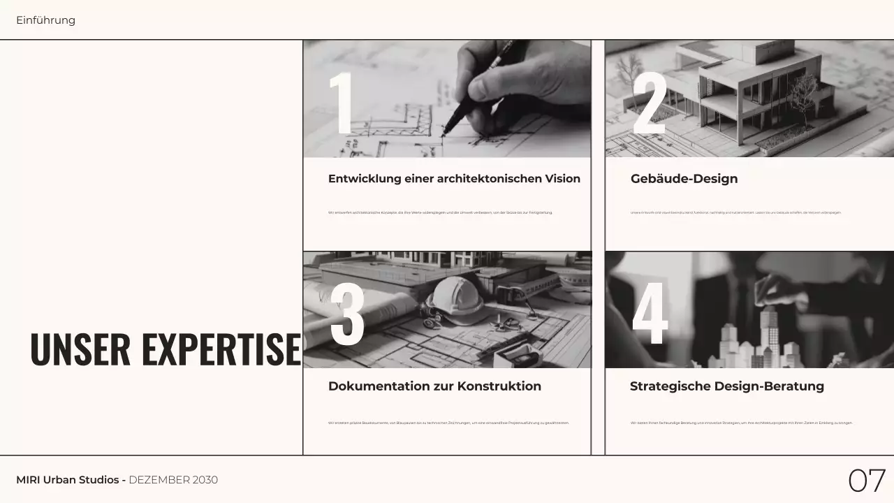 grau monochrom moderne Architektur Portfolio Präsentation