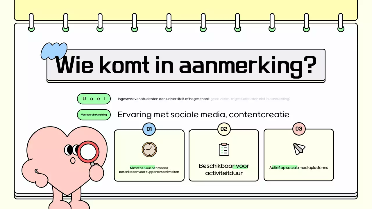 De werving van supporters in geel bevorderen