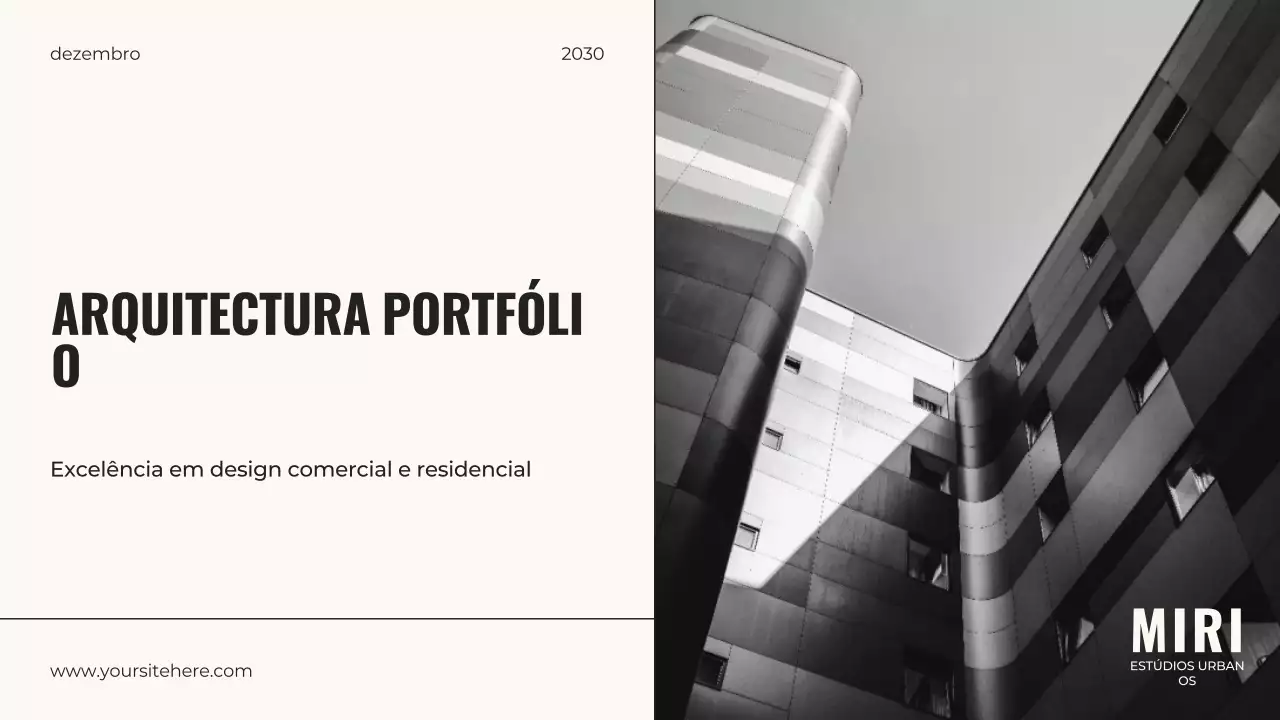 apresentação de portefólio de arquitetura moderna monocromática cinzenta