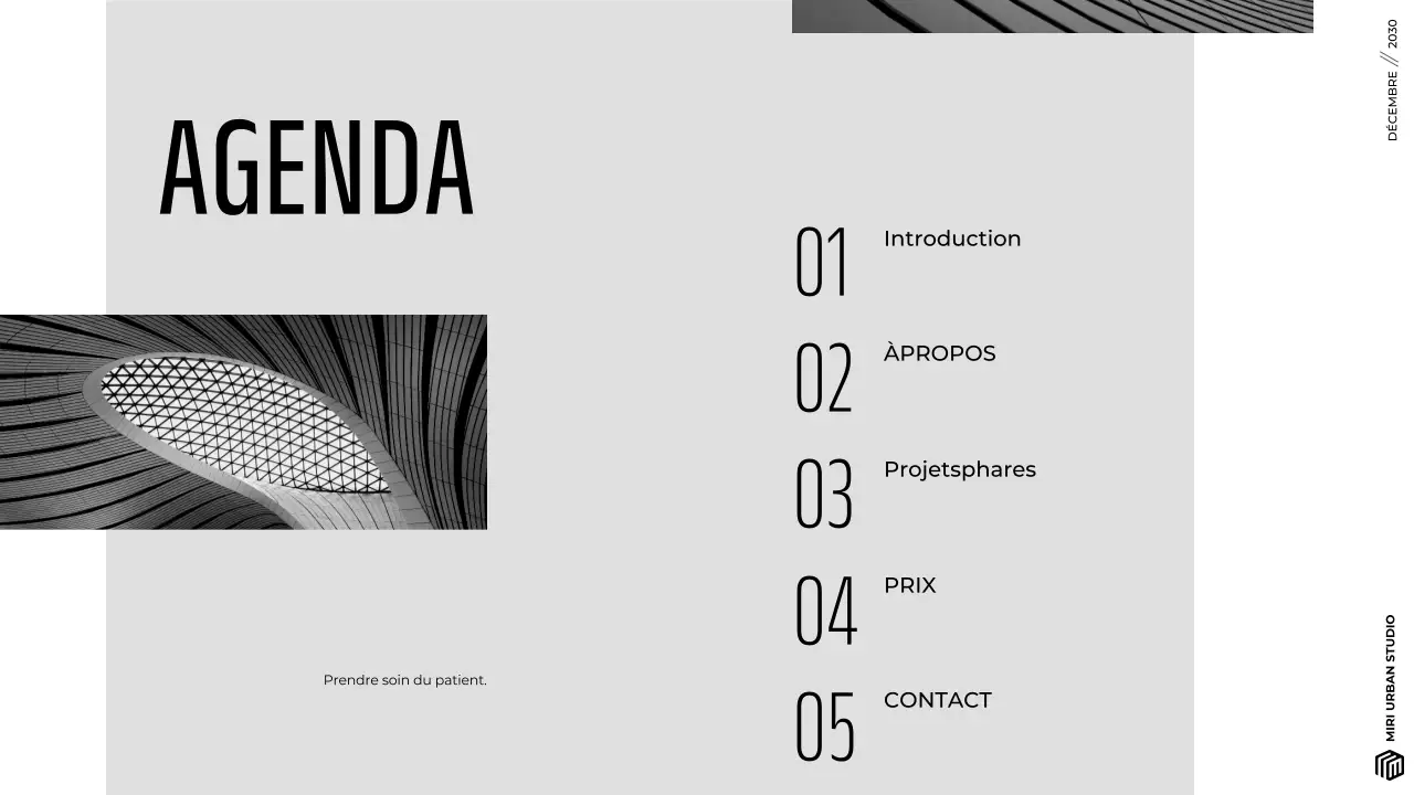 Présentation d'un portfolio d'architecture moderne, gris et minimaliste