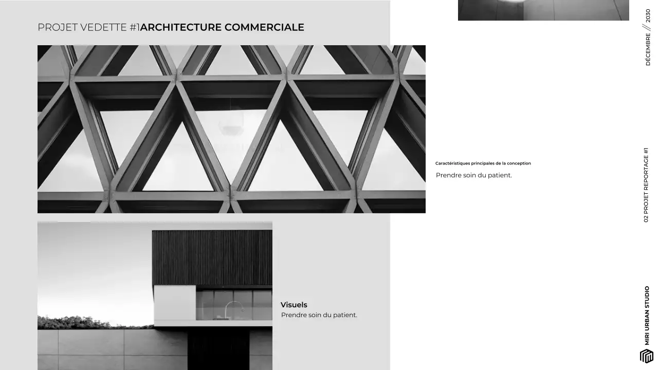 Présentation d'un portfolio d'architecture moderne, gris et minimaliste