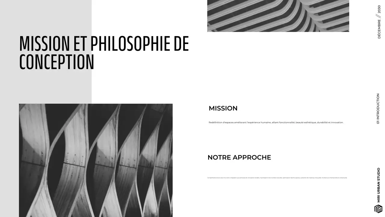 Présentation d'un portfolio d'architecture moderne, gris et minimaliste
