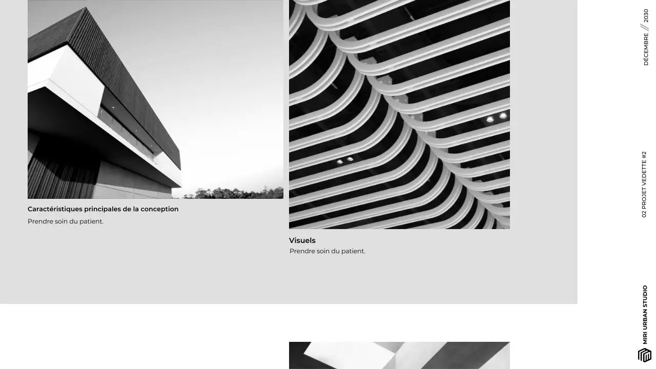 Présentation d'un portfolio d'architecture moderne, gris et minimaliste