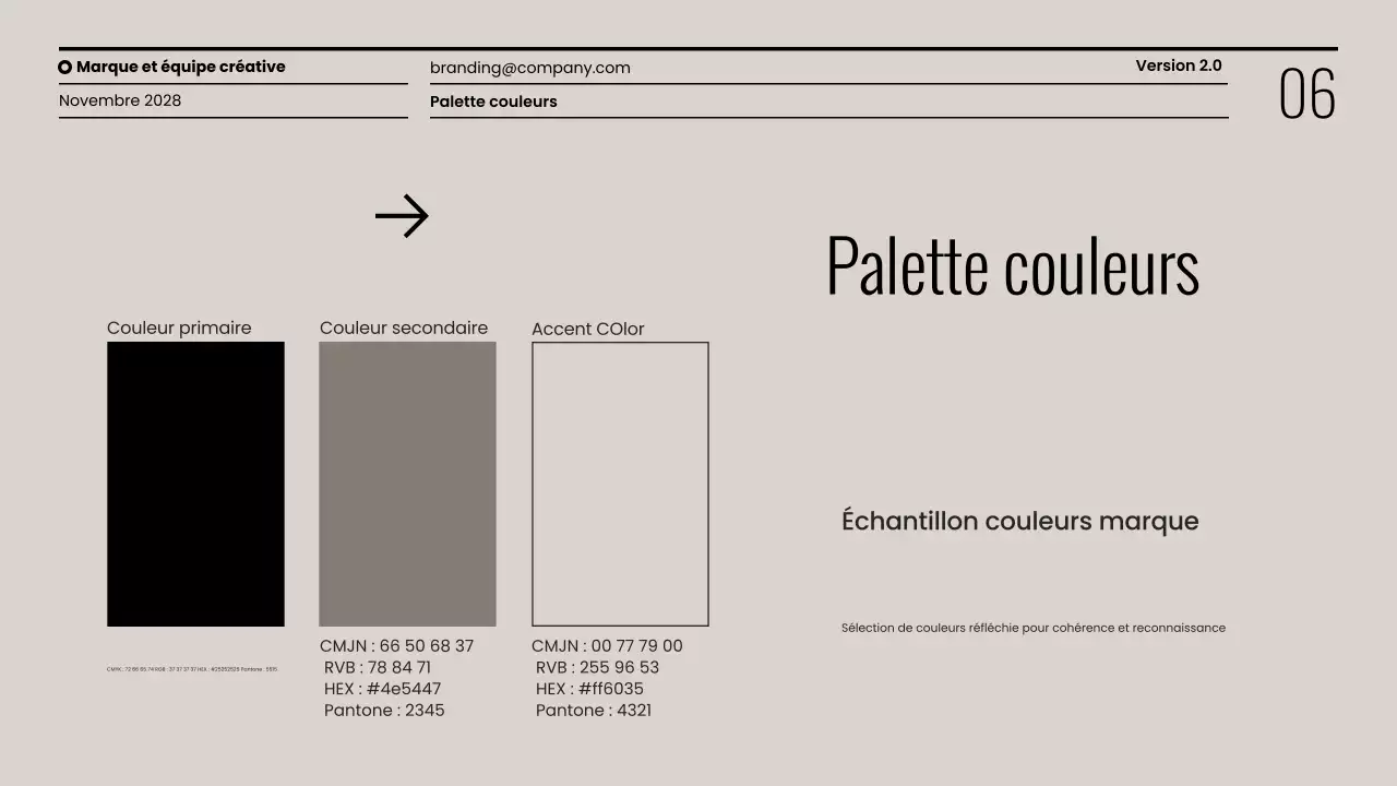 Présentation minimaliste des lignes directrices de la marque