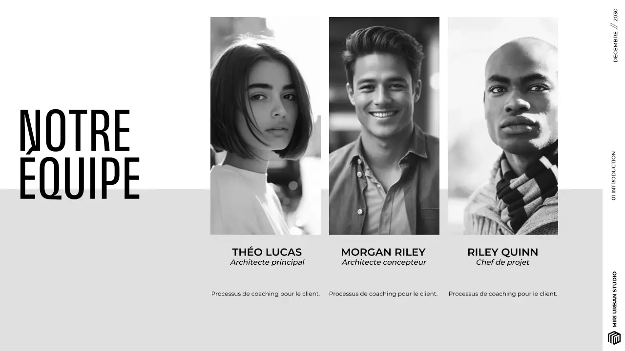 Présentation d'un portfolio d'architecture moderne, gris et minimaliste