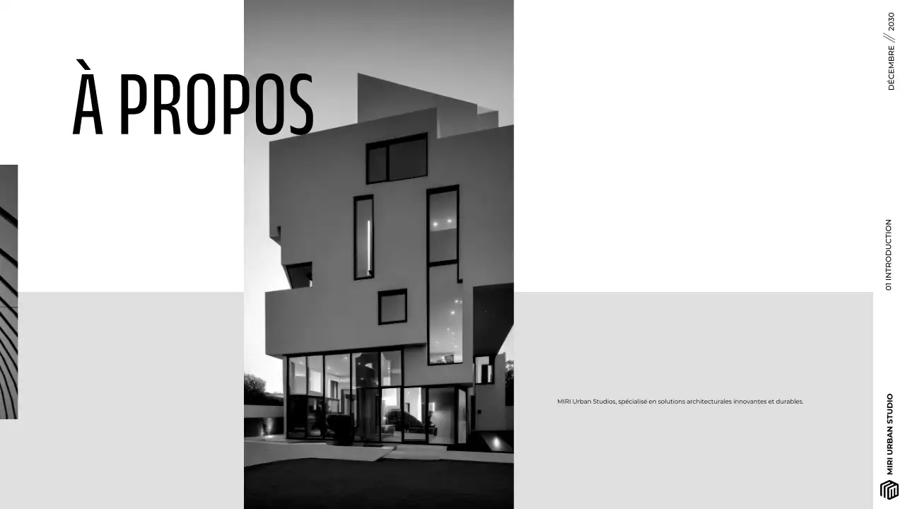 Présentation d'un portfolio d'architecture moderne, gris et minimaliste