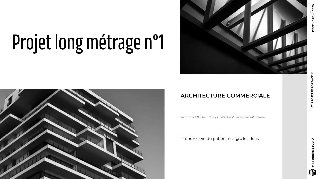 Présentation d'un portfolio d'architecture moderne, gris et minimaliste