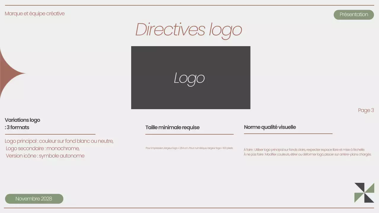 Présentation de la ligne directrice de la marque moderne grise