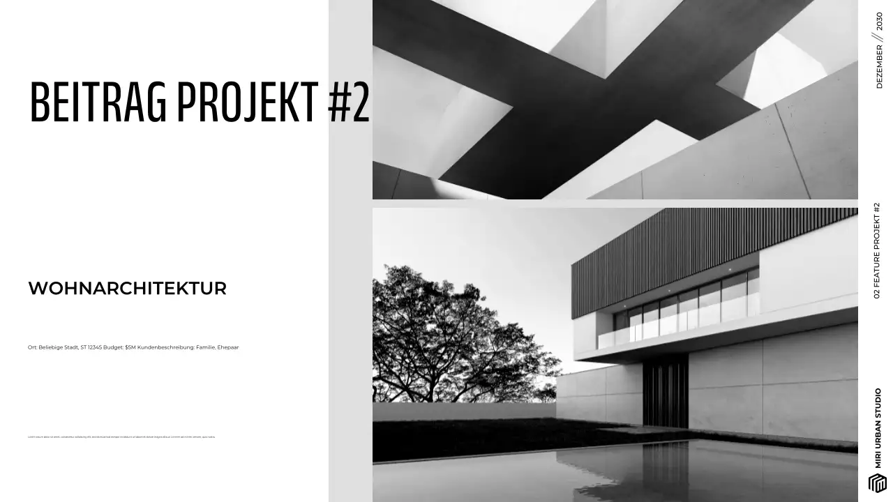 Modernes graues minimalistisches Architektur-Portfolio Präsentation