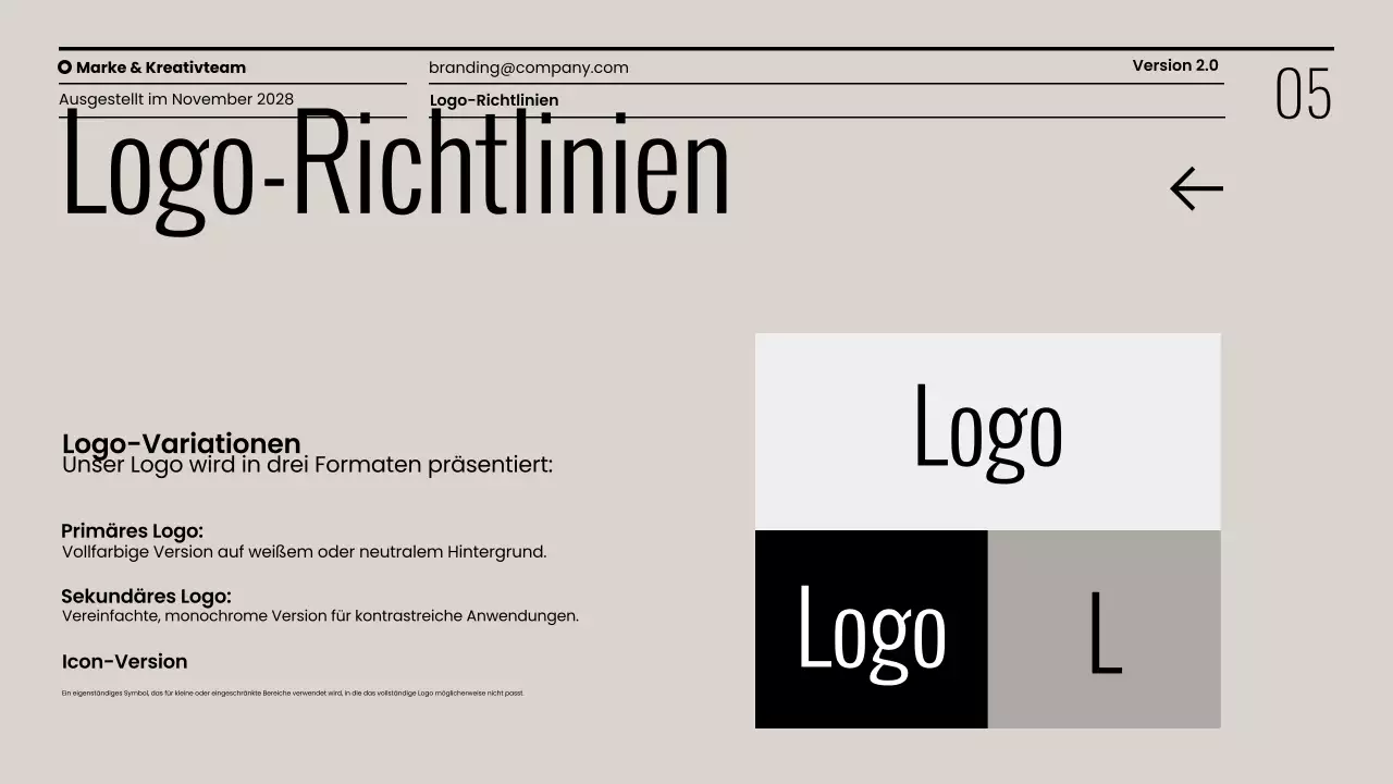 Minimalistische Präsentation der Markenrichtlinien