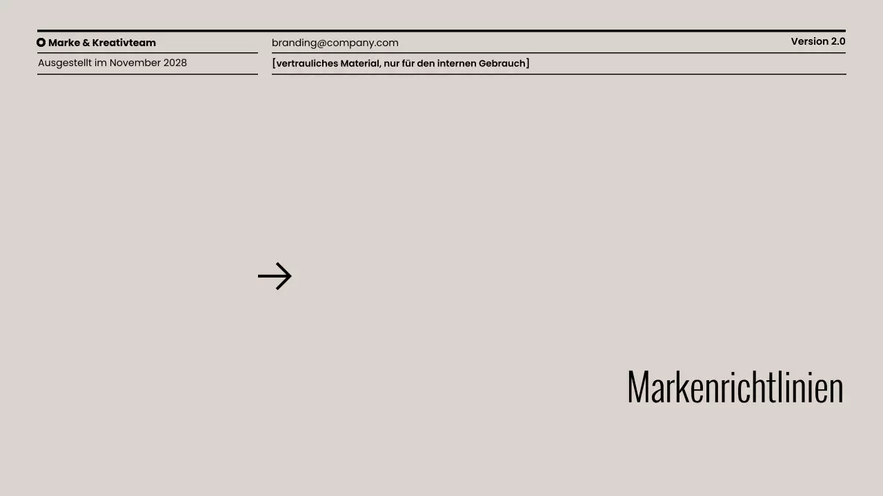 Minimalistische Präsentation der Markenrichtlinien