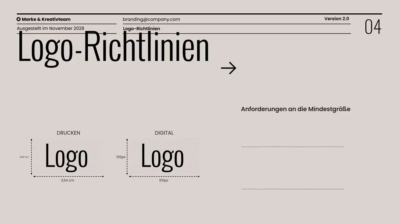 Minimalistische Präsentation der Markenrichtlinien