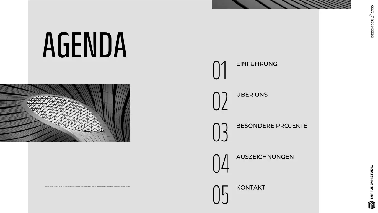 Modernes graues minimalistisches Architektur-Portfolio Präsentation