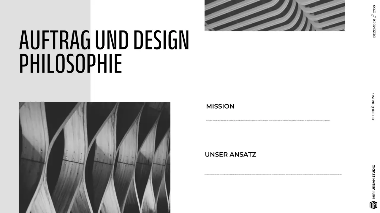 Modernes graues minimalistisches Architektur-Portfolio Präsentation