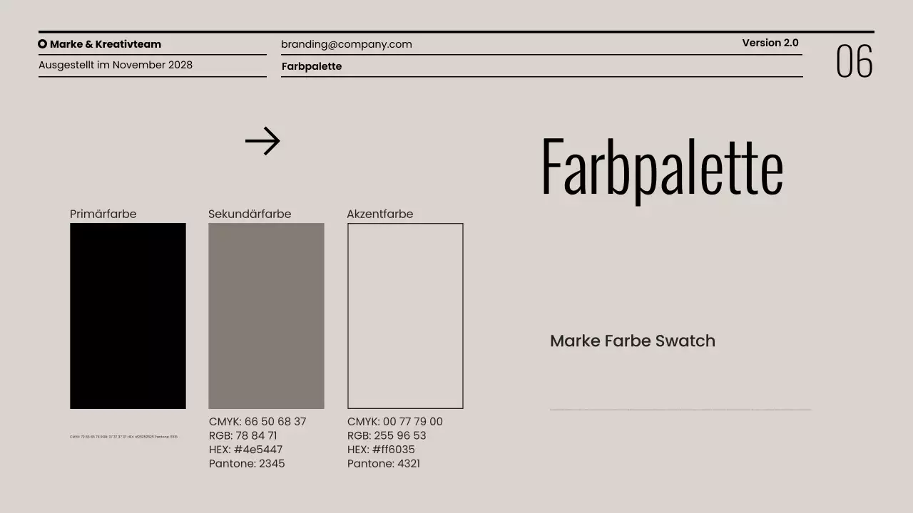 Minimalistische Präsentation der Markenrichtlinien