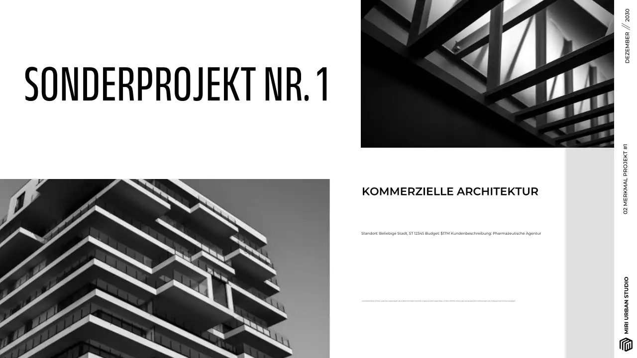 Modernes graues minimalistisches Architektur-Portfolio Präsentation
