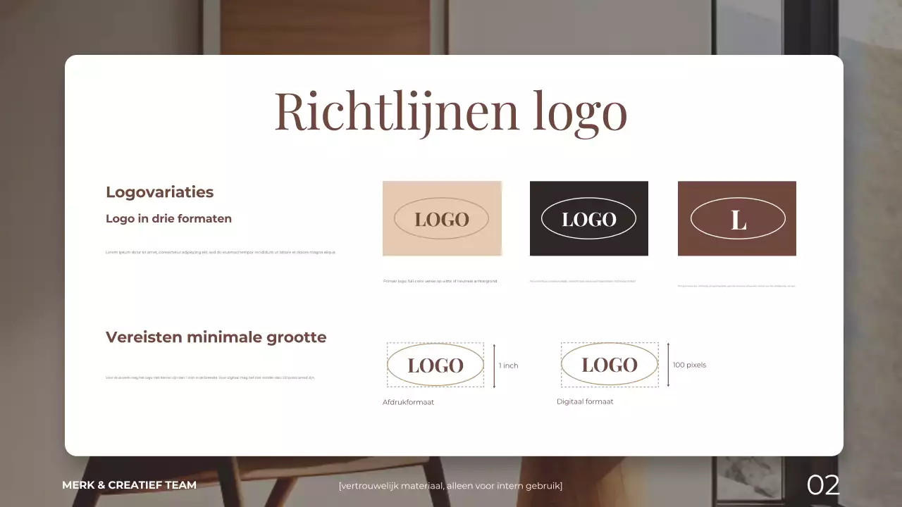 bruin en beige elegant modern huis en wonen merkrichtlijn presentatie