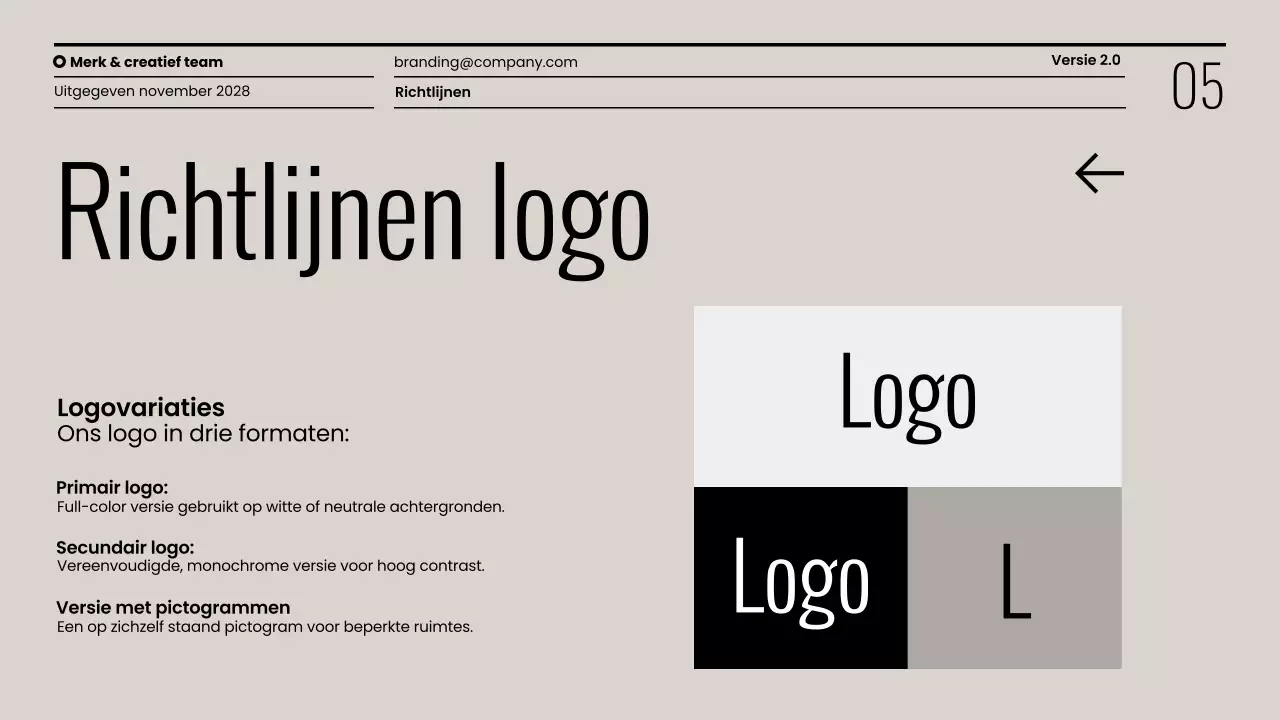 Presentatie minimalistische merkrichtlijnen