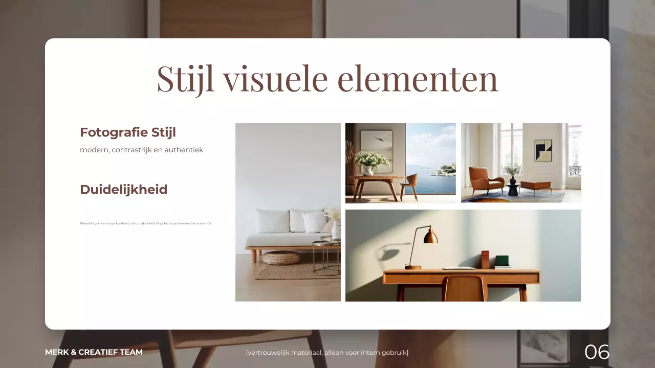 bruin en beige elegant modern huis en wonen merkrichtlijn presentatie