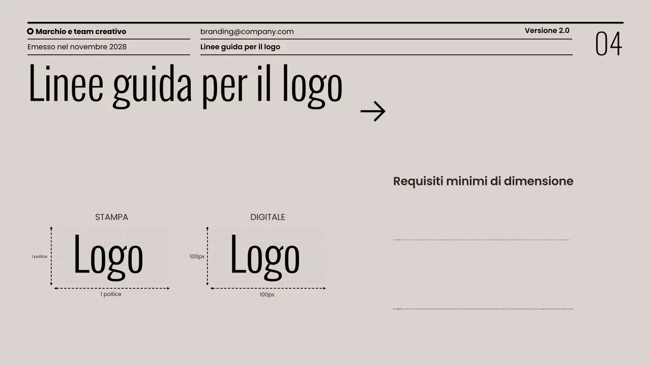 Presentazione minimalista delle linee guida del marchio
