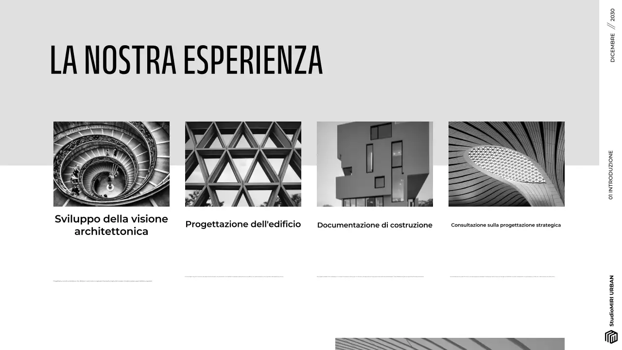 Presentazione del portafoglio di architettura moderna, grigia e minimalista